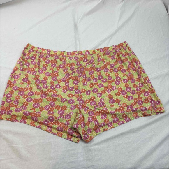 Catherines Womens Floral Pattern Elastic Waistband Shorts Yellow Pink 5X - Picture 2 of 5